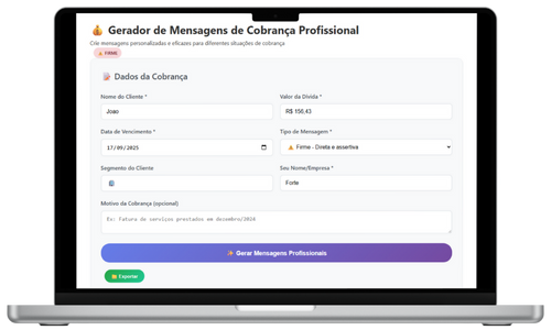 Ferramenta para criar mensagem de cobrança para cliente automaticamente